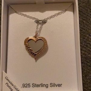 Sterling silver mom heart necklace
